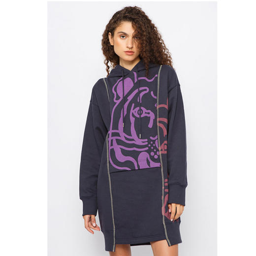 KENZO 高田贤三 连帽 女士卫衣裙 大虎头 藏蓝 FB62 RO803 4MO 79 商品图1