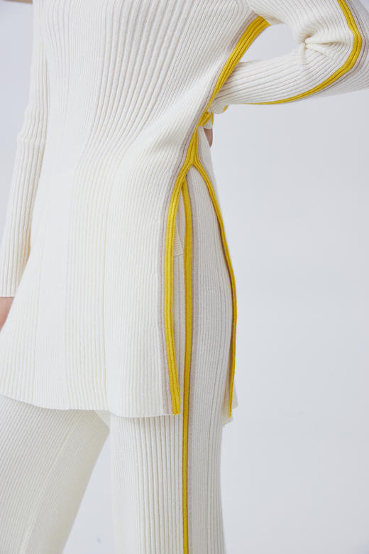 羊绒抽条针织直筒女裤 SJF93K114N 商品图8