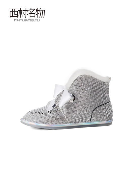 西村名物2021冬季新款平底学生靴子一脚蹬短靴女保暖雪地靴T21DS45161 商品图2