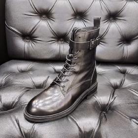 LFGJ 9213  秋冬新款真皮侧拉链骑士靴