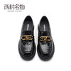 西村名物2021秋季新款真皮松糕鞋厚底英伦风漆皮单鞋一脚蹬X21CM33251 商品缩略图2