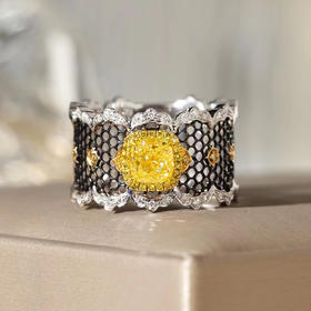 布契拉提工艺蕾丝黄钻戒指