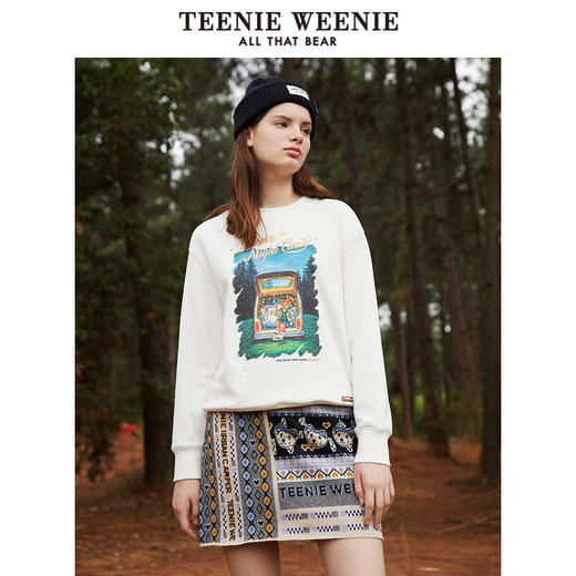 TeenieWeenie小熊提花半身裙高腰显瘦针织裙包臀裙短裙女秋冬新款TTWK214901T 商品图1