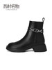 西村名物2021秋冬新款靴子粗高跟英伦百搭皮靴短靴切尔西靴T21DS45241 商品缩略图1