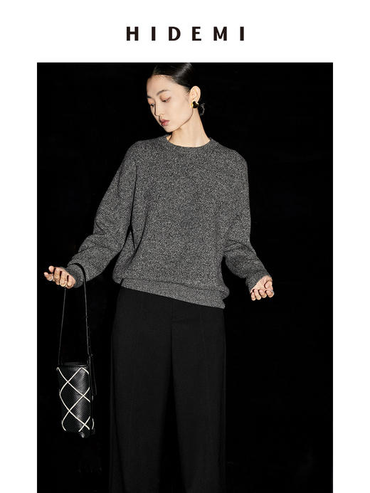 HIDEMI 美利奴羊毛系列芝麻点点圆领中厚款毛衣 商品图1