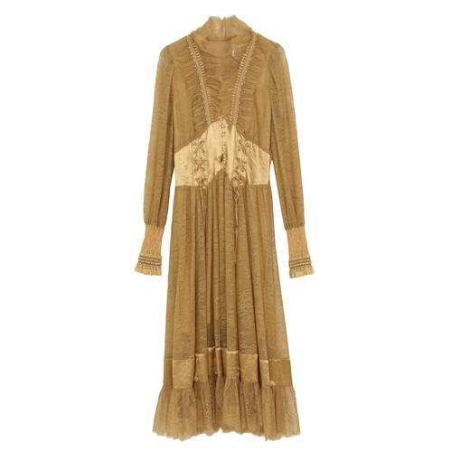 谜底2021冬新款高端系列法式浪漫收腰晚礼裙蕾丝连衣裙214GL2571 商品图4