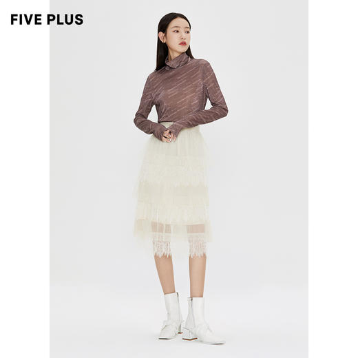 FIVE PLUS 女冬装菱格网纱半身裙女中长款蛋糕裙子仙女裙2NN4070900 商品图2