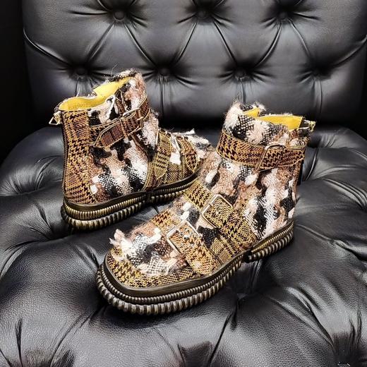 LFGJ 4843 秋冬针织拼接漆面高帮女鞋 商品图8