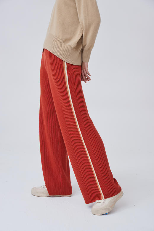 羊绒抽条针织直筒女裤 SJF93K114N 商品图6