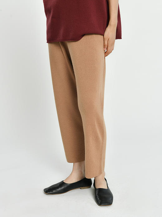 女士2021新款羊毛混纺高腰直筒针织长裤 商品图3