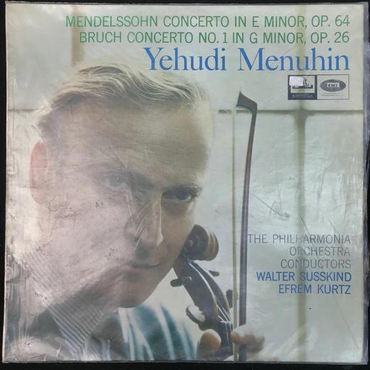 LP黑胶唱片 门德尔松《E小调协奏曲，作品64》布鲁赫《G小调第一协奏曲，作品26》 爱乐乐团 埃弗雷姆·库尔茨和瓦尔特·萨斯金德指挥 小提琴：耶胡迪·梅纽因 商品图0