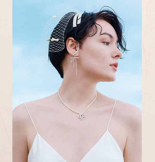 价值1390 HF何&方贝珠蝴蝶结耳环 反向耳挂（单只右耳）简约小众耳坠耳扣耳饰品 气质拿捏得死死的 与众不同 商品图8