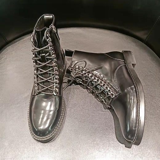 LFGJ  9207  真皮英伦马丁靴马丁靴女鞋厚底帅气黑色低筒短靴 商品图5