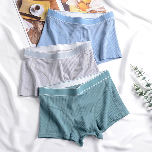 【秋冬新款抗jun99%男士内裤】纯色中腰平角裤精梳棉透气男士内裤 3条装 商品图0