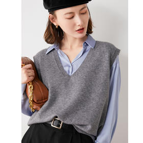 时尚通勤  减龄十岁【 2件仅需79】米馨悦素色针织马甲背心2161