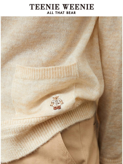 TeenieWeenie小熊V领针织衫开衫毛衣外套修身显瘦外穿女2021冬款TTCK214902T 商品图2