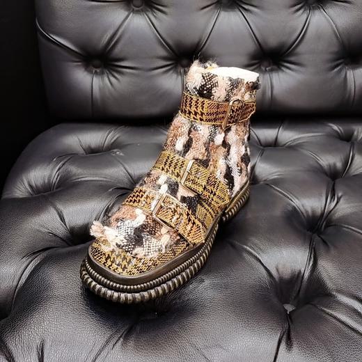 LFGJ 4843 秋冬针织拼接漆面高帮女鞋 商品图7