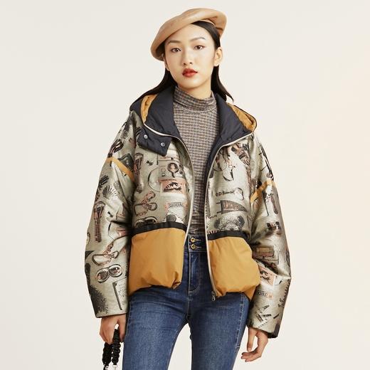 谜底2021冬新款休闲宽松落肩连帽短款羽绒服女面包服214GY2456 商品图0