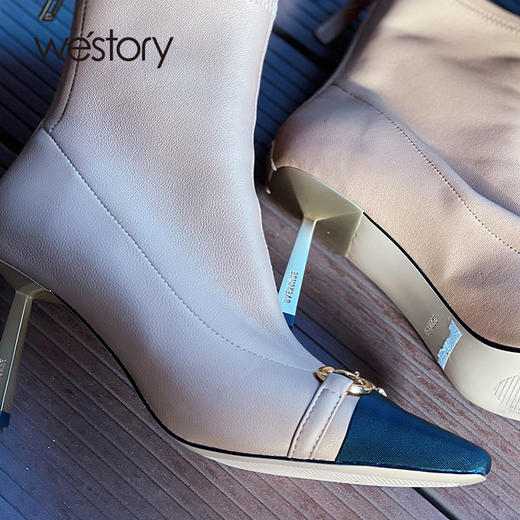 westory2021秋冬新品时装靴短筒女靴细跟W21DS81541 商品图4
