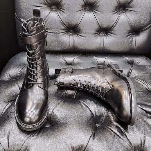 LFGJ 9213  秋冬新款真皮侧拉链骑士靴 商品图4