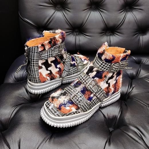 LFGJ 4843 秋冬针织拼接漆面高帮女鞋 商品图4