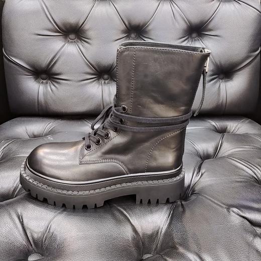 LFGJ 6129  秋冬款系带真皮中跟小短靴 商品图1