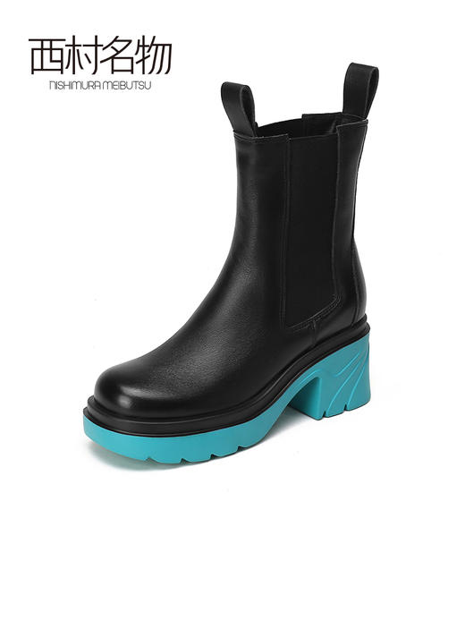 西村名物2021秋冬新款商场同款时装烟囱英伦风粗跟切尔西靴T21DS45121 商品图2