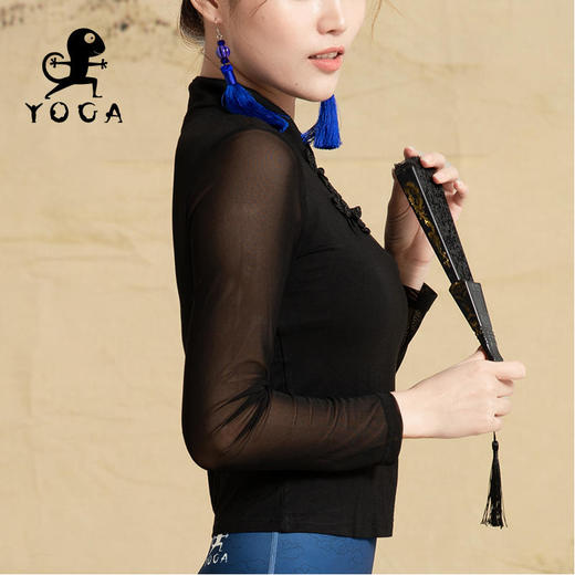 壁虎瑜伽【2110SY0117】复古旗袍长袖T恤（无胸垫）【七十二小时发货】 商品图2