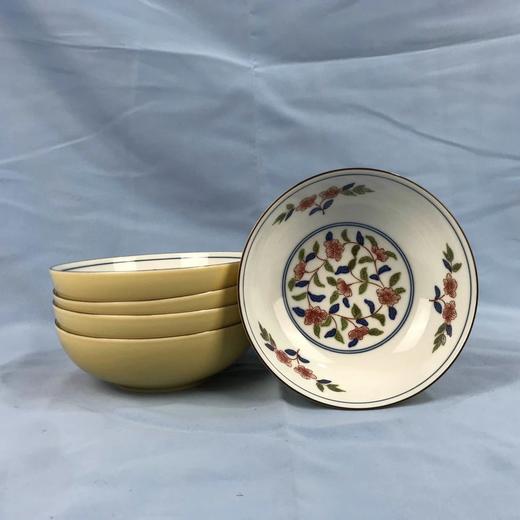 日本名瓷橘吉花草缠枝彩绘煮物钵 5枚装 原盒保留 实物见视频 商品图0