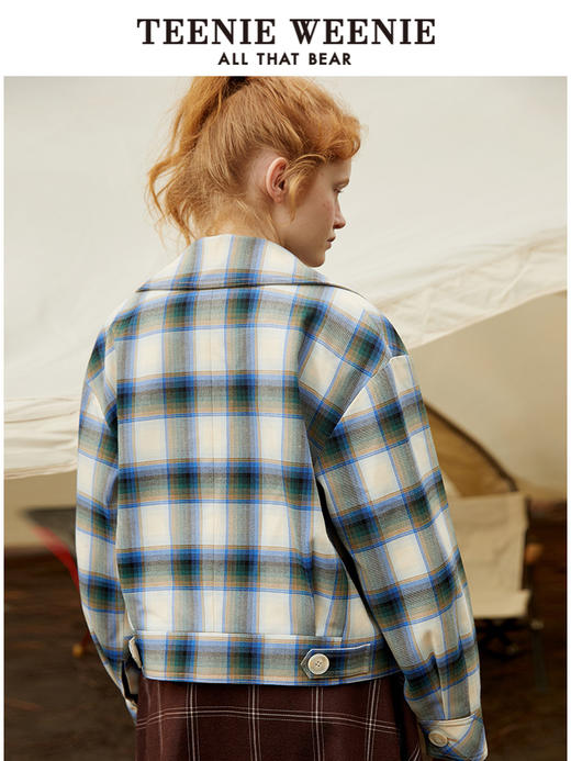 TeenieWeenie小熊格纹西装外套宽松韩版显瘦小个子潮女2021秋冬款TTJK214903T 商品图3