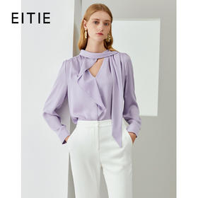 EITIE爱特爱秋季新款时尚通勤简约舒适显瘦系带衬衫女上衣6713401