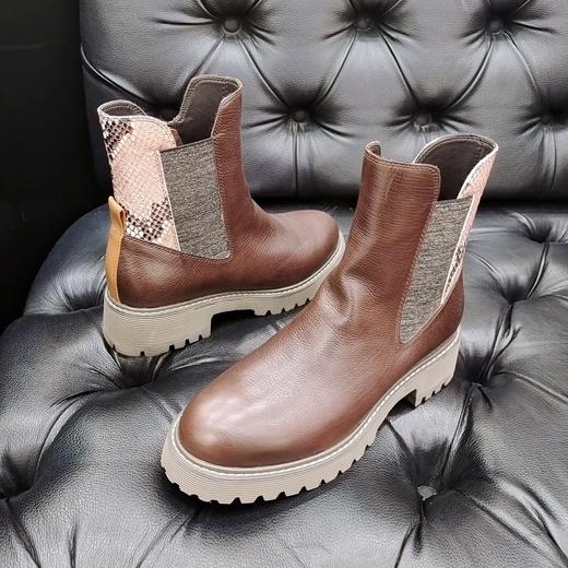 LFGJ 0126 秋冬新款真皮平底复古马丁靴 商品图4