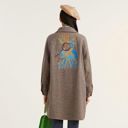 MIIDII谜底2021冬新款复古粗花呢中长款羊毛呢大衣女214MD2467 商品图2