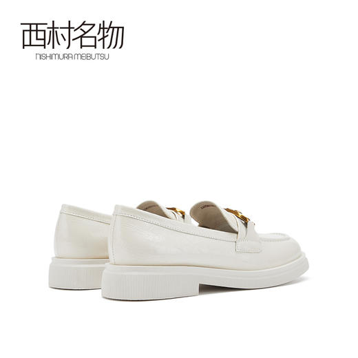 西村名物2021秋季新款真皮松糕鞋厚底英伦风漆皮单鞋一脚蹬X21CM33251 商品图3
