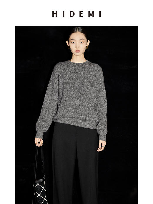 HIDEMI 美利奴羊毛系列芝麻点点圆领中厚款毛衣 商品图0