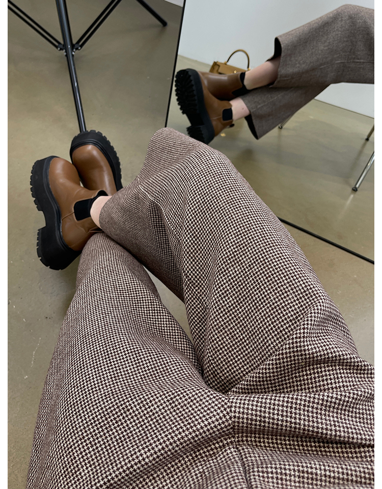 黑标系列 柏林之秋 羊绒毛暗格纹双面呢阔腿八分