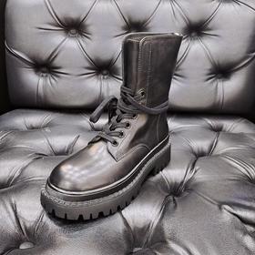 LFGJ 6129  秋冬款系带真皮中跟小短靴