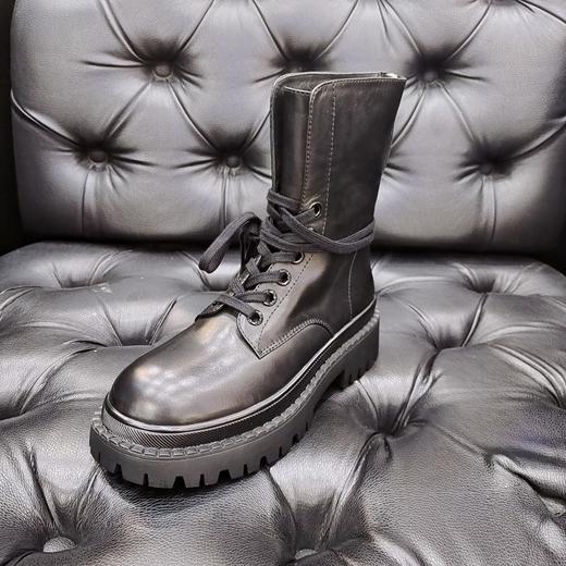 LFGJ 6129  秋冬款系带真皮中跟小短靴 商品图0