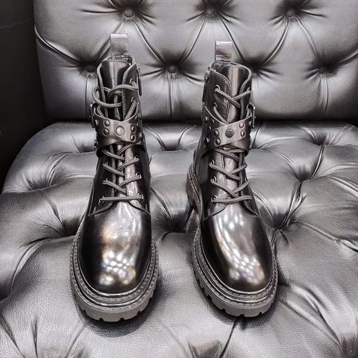 LFGJ 9214 秋冬新款系带真皮中跟马丁靴 商品图5