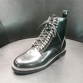 LFGJ  9207  真皮英伦马丁靴马丁靴女鞋厚底帅气黑色低筒短靴