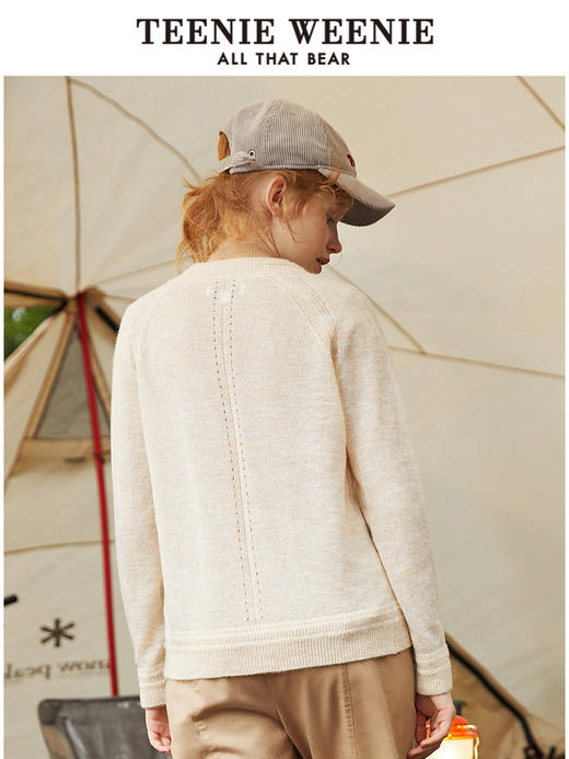 TeenieWeenie小熊V领针织衫开衫毛衣外套修身显瘦外穿女2021冬款TTCK214902T 商品图3