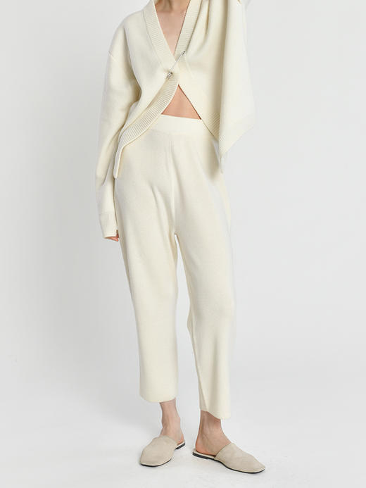 女士2021新款羊毛混纺高腰直筒针织长裤 商品图0