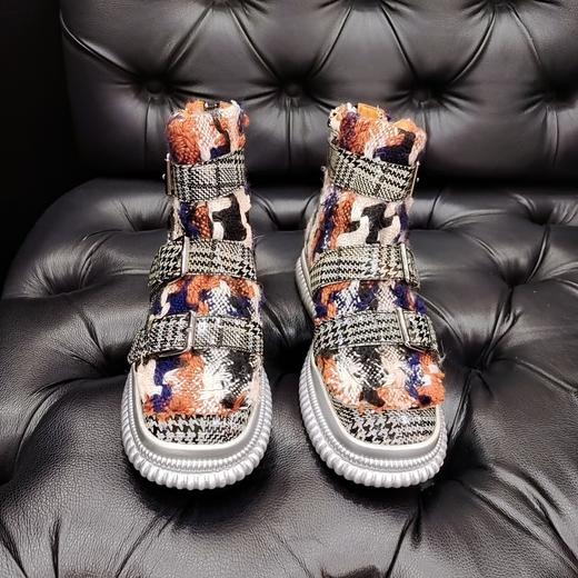 LFGJ 4843 秋冬针织拼接漆面高帮女鞋 商品图5