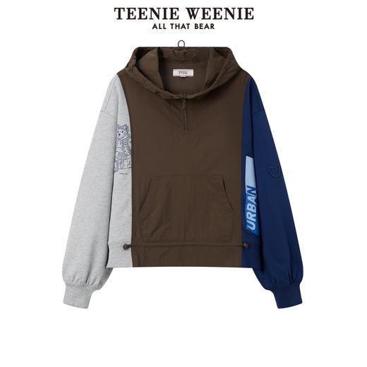 TeenieWeenie小熊撞色拼接连帽套头卫衣工装风宽松韩版显瘦女秋冬TTMW214903T 商品图4