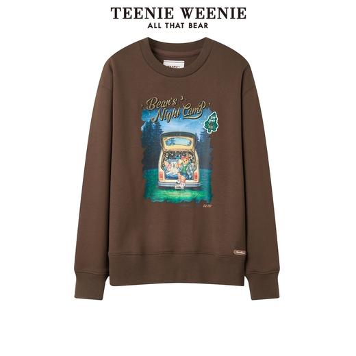 TeenieWeenie小熊圆领套头印花卫衣女宽松摩卡棕显瘦短款上衣秋冬TTMA214901T 商品图5