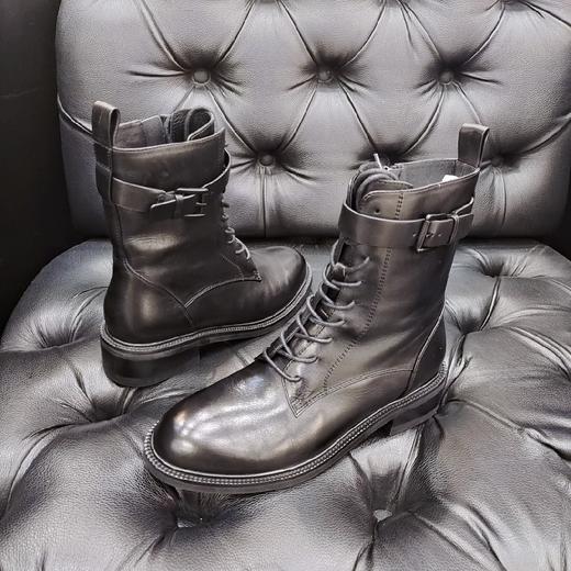 LFGJ 9213  秋冬新款真皮侧拉链骑士靴 商品图3