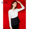 EITIE爱特爱气质通勤职业撞色V领显瘦收腰上衣女C2113814 商品缩略图1
