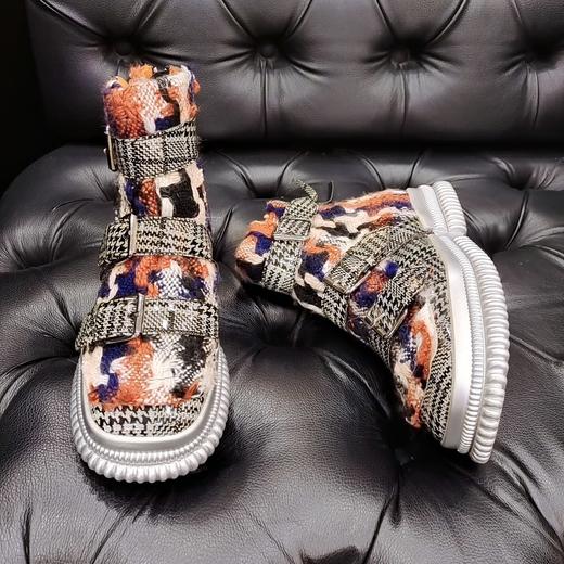 LFGJ 4843 秋冬针织拼接漆面高帮女鞋 商品图3