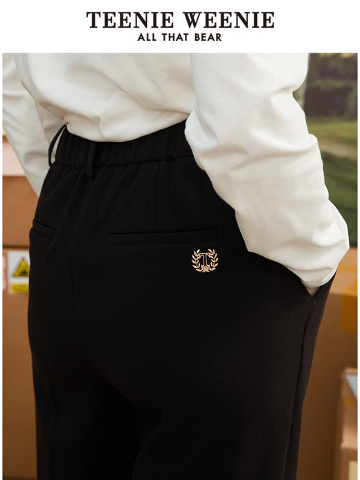 TeenieWeenie小熊松紧腰身宽松韩版直筒显瘦裤休闲裤长裤女秋冬款TTTC214905P 商品图3