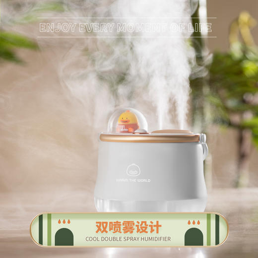 艾克家族潮萌双喷加湿器（带电款）IFJSQ04家用桌面USB补水仪创意无线便携夜灯可爱 商品图5